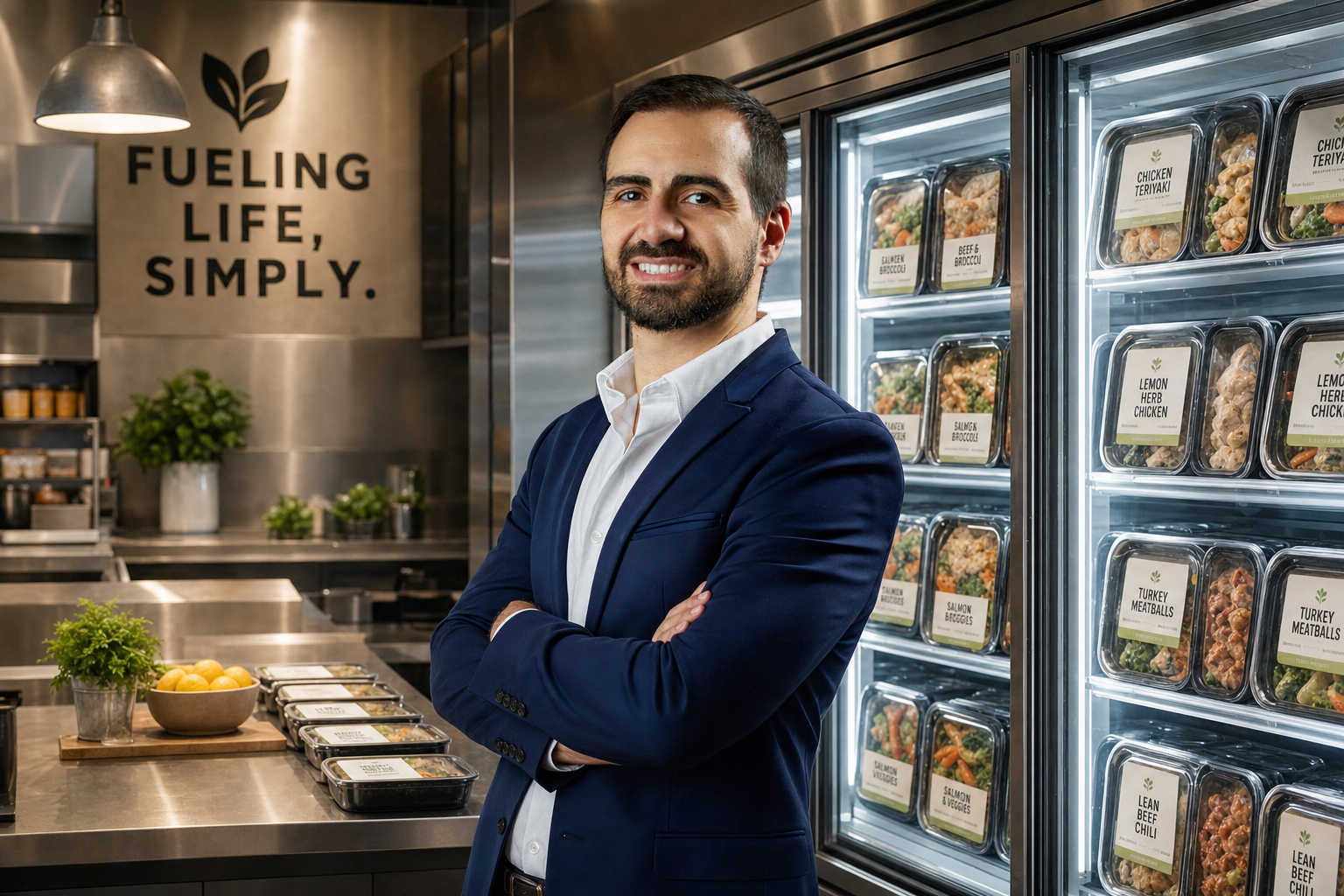 Empreendedor do ramo de comida congelada na cozinha